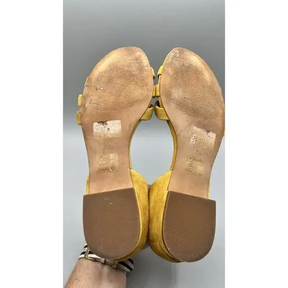 Madewell Women's Size 7.5 Leila Sleek Strappy Sandal in Suede Yellow - Picture 8 of 9